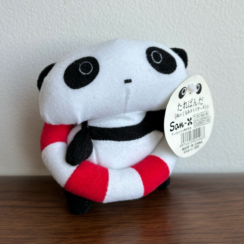 Vintage San-X Pull String Vibrating Pool Floaty Panda Stuffed Toy